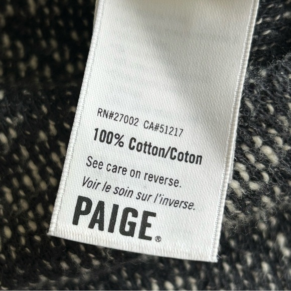 PAIGE Martine Slub Marled Knit V-Neck Pullover Sweater Black & White Small - Picture 6 of 7